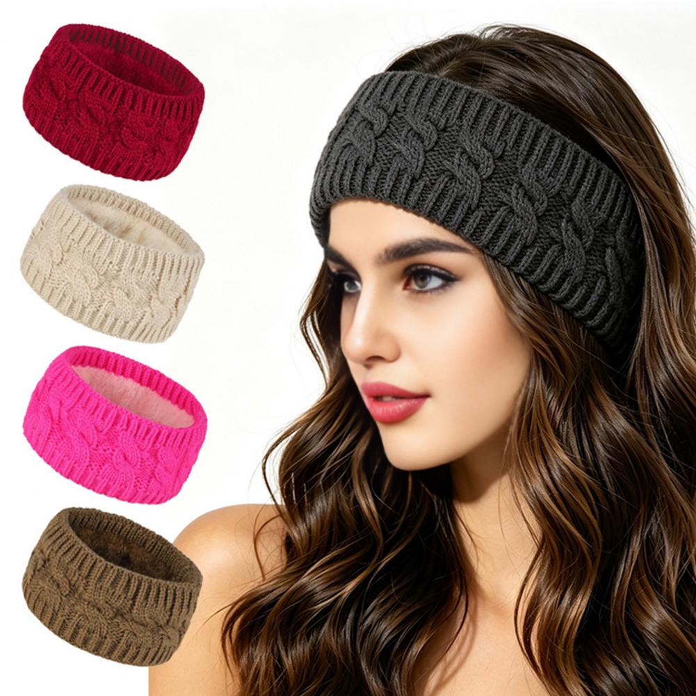 Fleece Ear Warmer Band - Diadema Elástica Tejida para el Cabello,