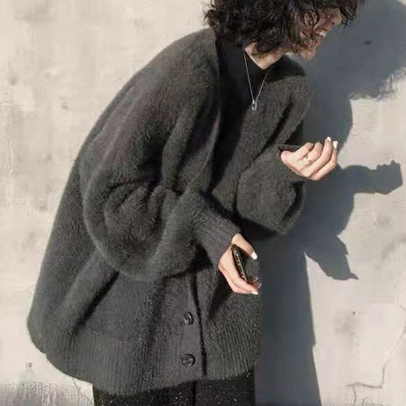 Wool Coat Peacoat - Suéter de imitación de visón, nuevo